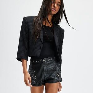 NEW Free People x Understated Leather Reflection Black Studded Women's Shorts